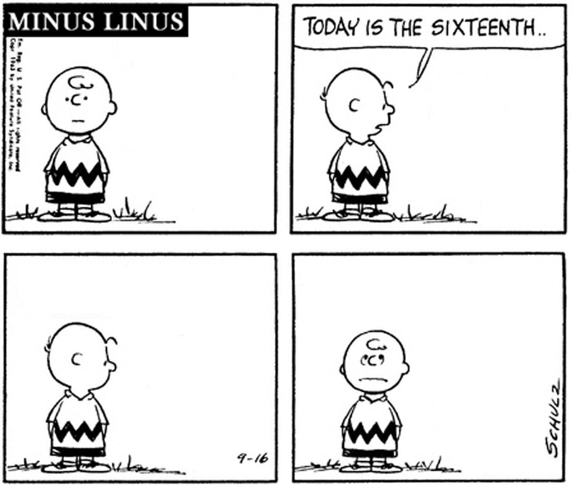 No, no, you’re right…. today IS the sixteenth, Charlie Brown!