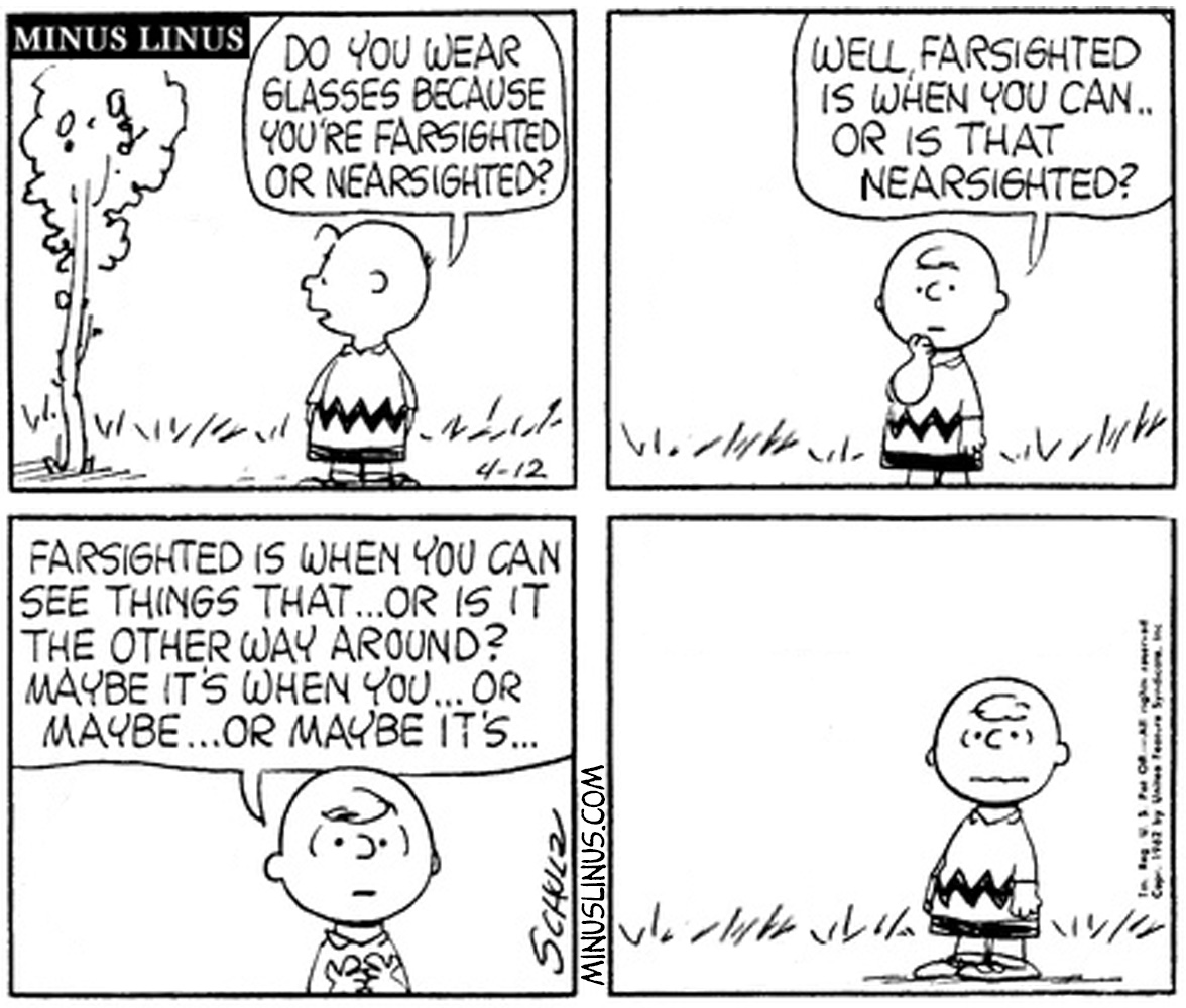 I don’t think trees wear glasses at all, Charlie Brown…