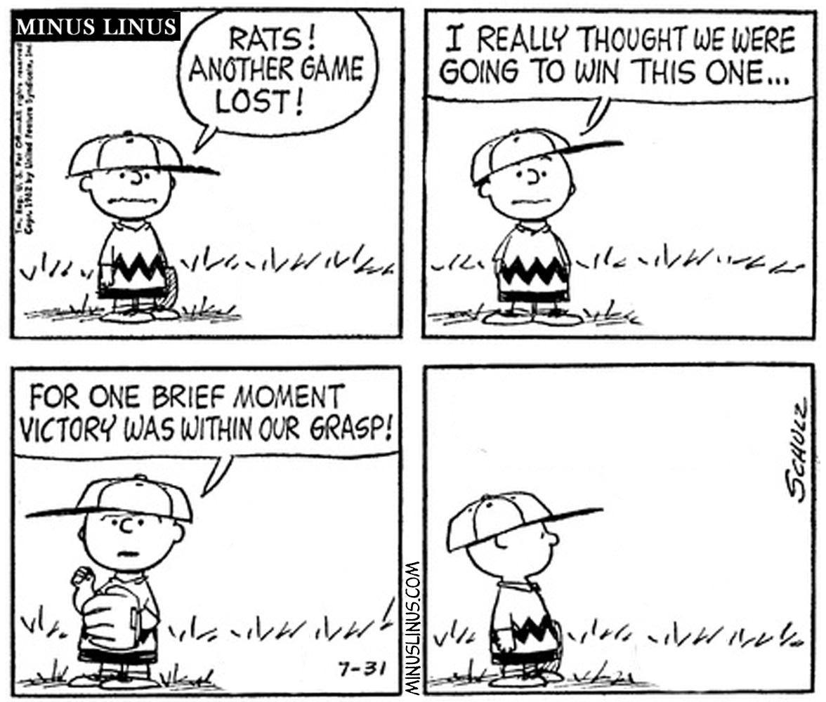 Charlie Brown Complains, Then Turns Sideways